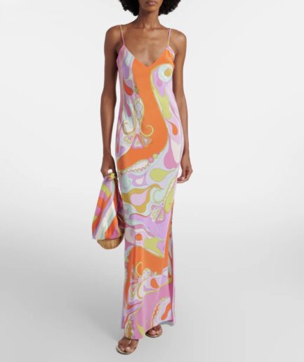 Orchidee Silk Twill Máxi Dress - Emilio Pucci