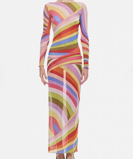Printed Tulle Maxi Dress - Emilio Pucci